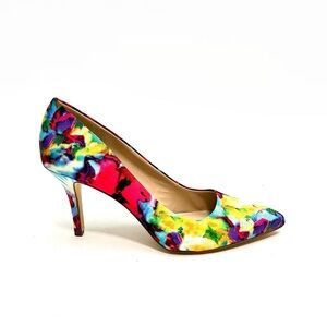 Vintage Y2K multicolor nylon fabric slip on pumps